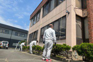 グリーンカーテン用ネットの設置