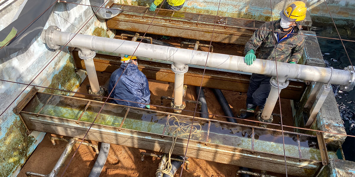 岩崎浄水場ろ過池ろ過砂交換修繕工事